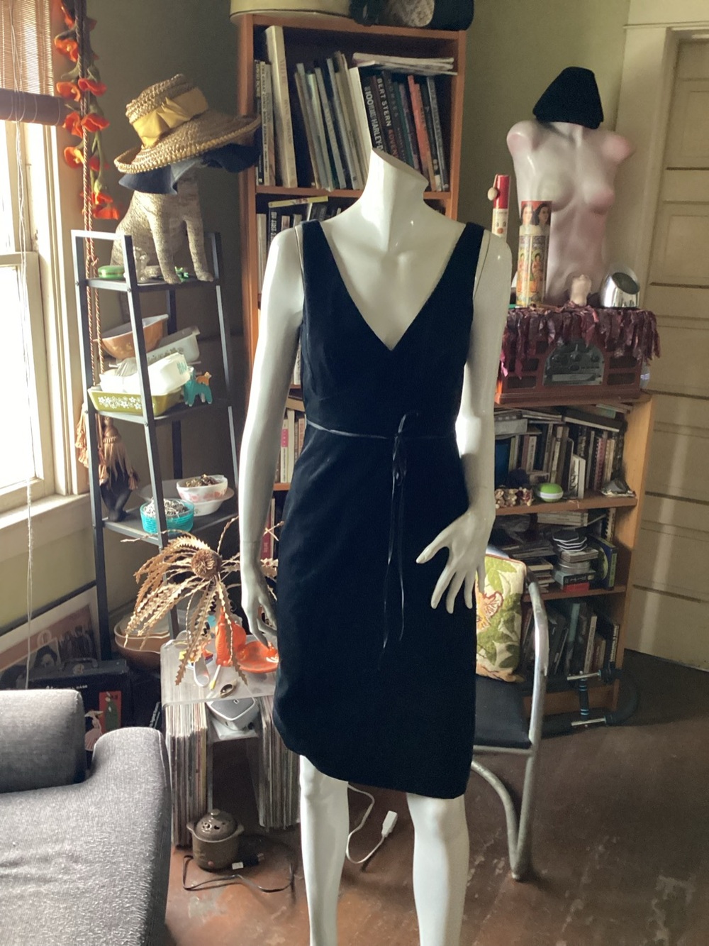 Black V-Neck Velvet  LBD